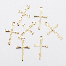 Honeyhandy 304 Stainless Steel Pendants, Cross, Golden, 16x9.5x0.8mm, Hole: 1.2mm