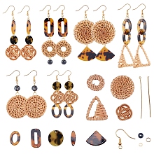 SUNNYCLUE DIY Woven Style Earring Making Kits, include Woven Linking Rings & Pendnats & Beads, Resin Linking Rings & Pendnats, Acrylic Beads, Brass Earring Hooks, Golden