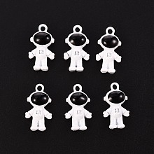 Honeyhandy Baking Painted Alloy Pendants, Astronaut, White, 18.2x10x6.2mm, Hole: 1.8mm