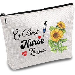 CREATCABIN Best Nurse Ever Canvas Makeup Bags Cosmetic Bag Multi-Purpose Pen Case with Zipper Travel Toiletry Bag for Keys Headset Lipstick Card Women Girls Pencil Case Gift Thanksgiving 10 x 7inch