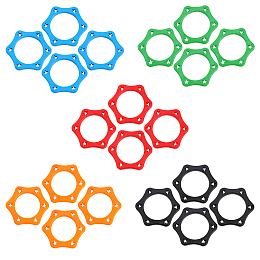 CHGCRAFT 20Pcs 5 Colors Rubber Hexagonal Anti-Rolling Rings for 36.5mm Handheld Wireless Microphone for KTV Conference Room On Stage Performance, Mixed Color