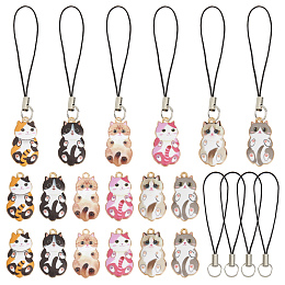 SUNNYCLUE 1 Box 24 Set 6 Styles Phone Charms Strap Kawaii Cellphone Charm Cute Cat Animal Pets Cell Phone Charms for Women Adults DIY Wallet Keychain Moblie Phones Case Camera Bag Decoration Supply