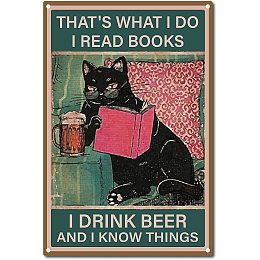 CREATCABIN That's What I Do I Read Books Sign Retro Cat Poster Vintage Tin Sign for Home Bathroom Wall Decoration, 8 x 12 Inch