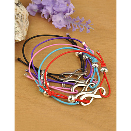 Honeyhandy Stretchy Fashion Adjustable Bracelets, with Alloy Infinity Pendants, Iron Corrugated Beads and Elastic Cord, Mixed Color, 40~70mm