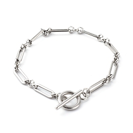 Honeyhandy 304 Stainless Steel Figaro Chain Bracelets, Stainless Steel Color, 7-1/2 inch(19.2cm)