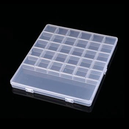 Transparent Plastic Bead Containers, with 31 Compartments, for DIY Art Craft, Nail Diamonds, Bead Storage, Rectangle, Clear, 21x24x1.8cm