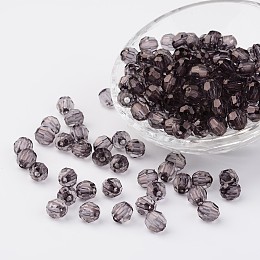 Honeyhandy Transparent Acrylic Beads, Faceted, Round, Gray, 8mm, Hole: 1.5mm, about 1800pcs/500g
