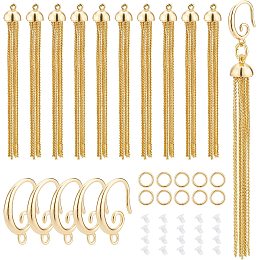 BENECREAT 10Pcs Tassel Dangle Drop Earrings 10Pcs Earring Hooks 10Pcs Jump Rings 30Pcs Ear Nuts for DIY Earring Making