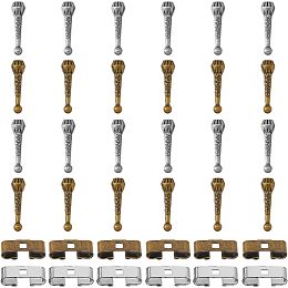 CHGCRAFT 36Pcs 2Colors Bolo Tie Findings Kit Including Bolo Tie Slides Clasps and Alloy Cord Ends for DIY Bolo Tie Making, Antique Bronze and Antique Silver