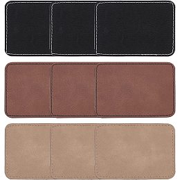 FINGERINSPIRE 9PCS Rectangular Blank Hat Patches (Black, Coconut Brown, Coffee, 3.5x2.5 inch) Sew on Leather Patch Label Tags Leatherette Patch Garment Clothing Labels for Hat Scarf Jeans Dolls