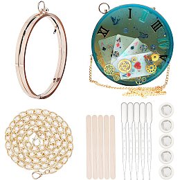 GORGECRAFT Silicone Resin Purse Mould Accessories Cast Metal Bag Frame Round Shape Bag Making with Alloy Chain for DIY Clutch Bag Shaker Resin Mould