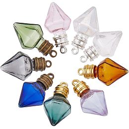 Nbeads 9 Color Tiny Wishing Glass Jar Glass Mini Potion Bottles with Alloy Pendant Bails Bottle Taper Shaped Empty Vials Small Decorative Jars for DIY Pendant Making Wedding Party Crafts