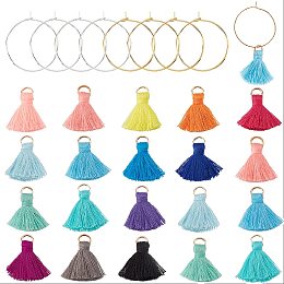 SUNNYCLUE 1 Box 90Pcs Wine Glass Charms Colorful Tassel Drink Charm Markers Wine Tags Glasses Gold Silver Wine Glass Rings for Holiday Birthday Wedding Decorations Party Favors Supplies