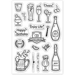 GLOBLELAND Happy Birthday Beer Clear Stamps Transparent Silicone Stamp Wine Glass Juice for Card Making Decoration and DIY Scrapbooking