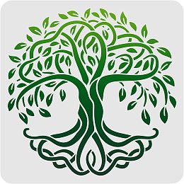 FINGERINSPIRE Tree of Life Pattern Stencils Decoration Template 30x30cm/11.8x11.8inch Plastic Tree Drawing Painting Stencils Square Reusable Stencils for Painting on Wood, Floor, Wall and Tile