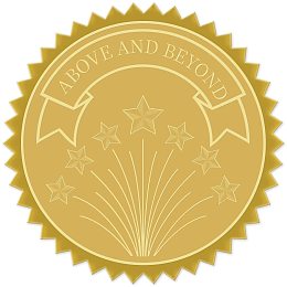 CRASPIRE Gold Foil Certificate Seals Above and Beyond 2" Round Self Adhesive Embossed Stickers 100pcs for Invitations Certification Graduation Notary Seals Corporate Seals Monogram Emboss