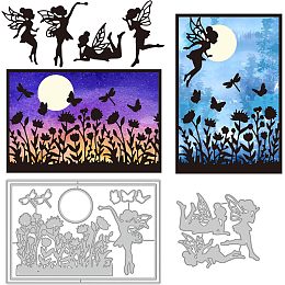 GLOBLELAND Metal Fairy Cutting Dies Fairy Carbon Steel Die Cuts Christmas Dies for Card Making Flowers Butterfly Diy Scrapbooking Photo Album Decorations Seal For Crafting, Set Of 2