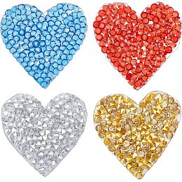 FINGERINSPIRE 24 pcs Heart Sew/Iron on Rhinestone Applique 4 Colors Heart Shape Patches Glitter Rhinestone Applique Love Heart Appliques for Clothing Repair, Backpack, Hat or DIY Craft