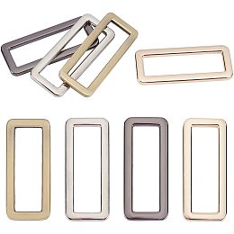 PandaHall Elite 8pcs Flat Rectangle Ring 4 Colors Heavy Duty Rectangle Loop 1.8" x 0.7" Metal Rectangle Buckles for Webbing Belt Bag Strap Exercise Band Keychain Cloth Accessory Hanging Crafts