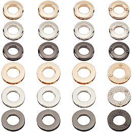 PandaHall Elite 12 Sets Screw Together Grommet Rings, 3 Colors Metal Screw Rings Round Purse Rings Screw-in Eyelets Alloy Purse Loop Handle Connectors for DIY Bag Purse Making Repairing Curtain Tarp