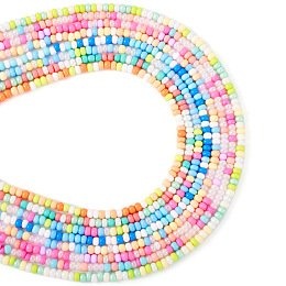 PandaHall Elite 8 Strands 8 Color Glass Seed Bead Strands, Mixed Style, Round, Mixed Color, 2.5~3x1.8~2.5mm, Hole: 1mm, about 191~200pcs/strand, 16.06~16.26 inch(40.8~41.3cm), 1 Strand/color