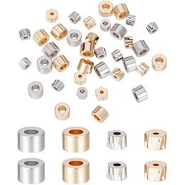 CREATCABIN 40Pcs 4 Style Brass Spacer Beads Corrugated 6mm 5mm Tiny Loose Grooved Column Beads Hole 1mm 2.5mm DIY Jewelry Making Supplies Findings Crafts for Necklaces Bracelet Earring Golden Silver