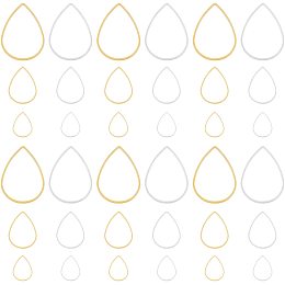 PH PandaHall 300pcs Drop Linking Rings 3 Sizes Metal Teardrop Charms Links Frames Charms Jewelry Connectors for Necklaces Bracelets Jewelry Dangle Earring Making Key Chain (Gold & Silver)