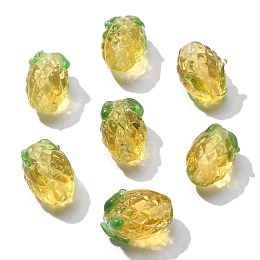 Handmade Lampwork Beads, Pineapple, Yellow, 13~15x12~14x12~14mm, Hole: 1~1.4mm