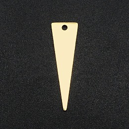 Honeyhandy 201 Stainless Steel Pendants, Laser Cut, Triangle, Real 18K Gold Plated, 25x7x1mm, Hole: 1.6mm