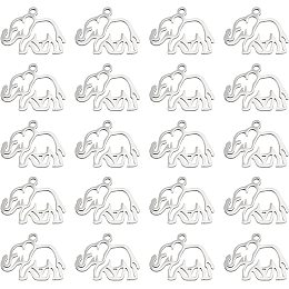 UNICRAFTALE 20pcs Elephant Hollow Charms 201 Stainless Steel Pendants Hypoallergenic Metal Animal Charms for Bracelets Necklace Jewelry Crafts Making