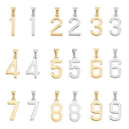 UNICRAFTALE 18Pcs 2 Colors Number Charms 304 Stainless Steel Figures Pendants Number 1~9 Charms Metal Meaning Number Pendant Necklace Charms for DIY Necklace Bracelet Making 6~7x3mm Hole