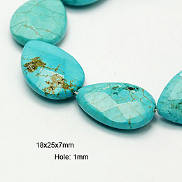 Honeyhandy Natural Howlite Beads Strands, Dyed & Heated, Faceted, teardrop, Turquoise, 25x18x7mm, Hole: 1mm, about 16pcs/strand, 15.55 inch(39.5cm)