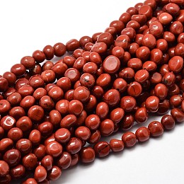 Honeyhandy Natural Red Jasper Nuggets Beads Strands, Tumbled Stone, 5~10x6~7x3~7mm, hole: 1mm, about 14.9 inch~15.7 inch