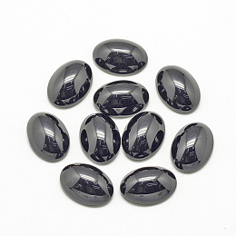 Honeyhandy Natural Black Stone Cabochons, Oval, 18x13x5mm