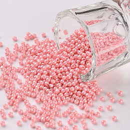 FGB 11/0 Baking Paint Glass Seed Beads, Round, Lavender Blush, 2.3x1.5mm, Hole: 1mm, about 5300pcs/50g