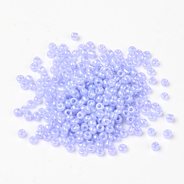 Honeyhandy Glass Seed Beads, Ceylon, Round, Lilac, 3mm, Hole: 1mm, about 2222pcs/100g