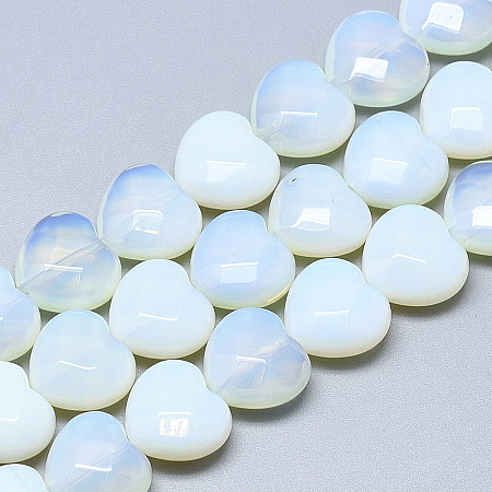 Arricraft Opalite Beads Strands, Faceted, Heart, 14.5~15x15~15.5x7~8mm, Hole: 1.2mm, about 14pcs/strand, 7.6 inches