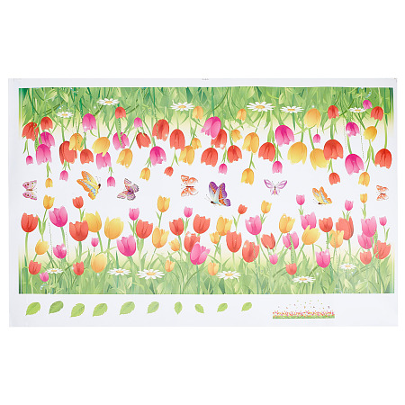 GORGECRAFT Rectangle PVC Wall Stickers, for Home Living Room Bedroom Decoration, Tulip Pattern, 400x600x0.3mm