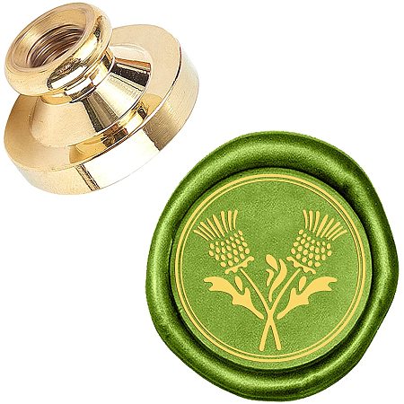 Pandahall Elite Wax Seal Stamp, 25mm Thistle Flower Retro Brass Head Sealing Stamps, Removable Sealing Stamp for Wedding Envelopes Letter Card Invitations Bottle Decoration