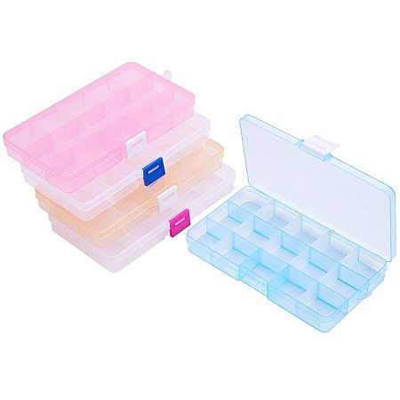 Arricraft 5 Pack Jewelry Organizer, 15-Grids Plastic Jewelry Box with Movable Dividers Earring Storage Containers Jewelry Organizer Storage Box