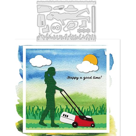 GLOBLELAND 1Sheet People and Weeder Cut Dies Sun and Clouds Embossing Template Mould Grass Die Cuts for Card Scrapbooking and Die Sets for Card DIY Craft