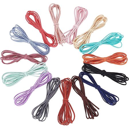 BENECREAT 15 Colors 3x1mm Nylon Elastic Cord Flat Nylon Elastic Braided String for Bracelet Jewelry, Hair Accessories, Headband Knitting Making, 32.5 Yards