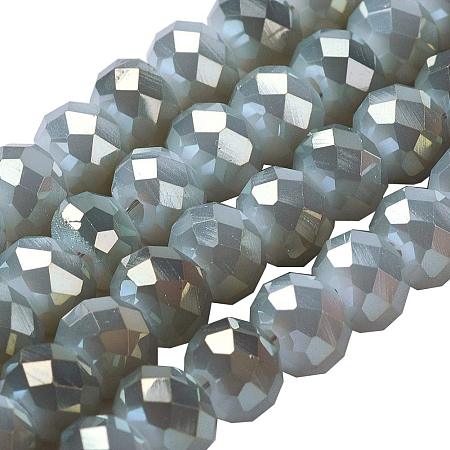 NBEADS 10 Strands of Gray Briolette Glass Beads, 4mm Rondelle Faceted Glass Beads for Jewelry Making, DIY Beading Projects, Bracelets, Necklaces, Earrings