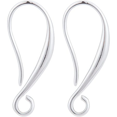 BENECREAT 16Pairs 925 Sterling Silver Plated French Earring Hooks Ear Wire Charms with Loop for DIY Earring Making