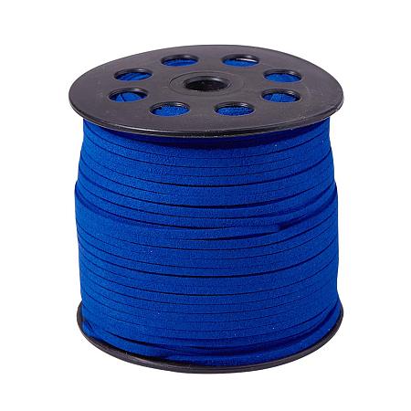 ARRICRAFT 90m/295feet/98yard/roll 2.7x1.4mm Faux Suede Cord Roll String Leather Lace Beading Thread Suede Lace Lather Cording for Jewelry Makings Blue