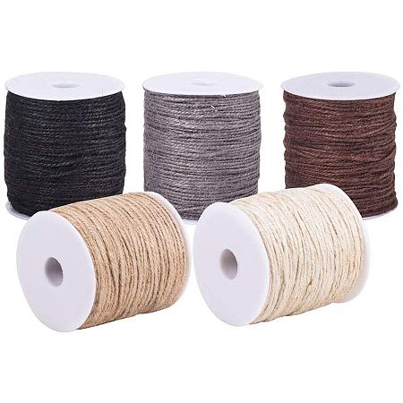 PandaHall Elite 545 Yards 5 Colors Natural Jute Twine 3-Ply Jute String Rope 2mm Hemp Rope Jute Cord for DIY Crafts Gift Wrapping Artworks Decoration Bundling (109 Yards Each Color)