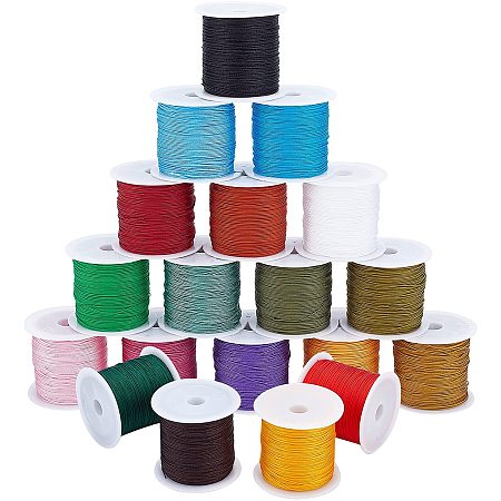 ARRICRAFT 19 Colors Polyester Cord, 0.5mm Round Beading String, Knotting Wire for Chinese Knotting, Kumihimo, Beading, Macramé, Jewelry Making, Sewing