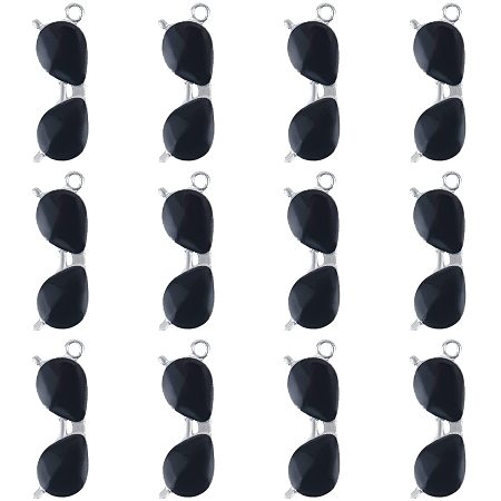 Pandahall Elite about 100pcs Jewelry Charms Pendants Sunglasses Alloy Enamel Charms Black for Jewelry Making and DIY Crafts