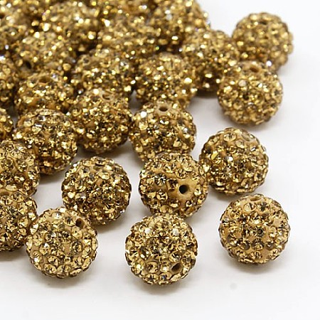 ARRICRAFT 50 Pcs 6mm Disco Ball Clay Beads Pave Rhinestones Spacer Round Beads fit Shamballa Bracelet and Necklace Topaz