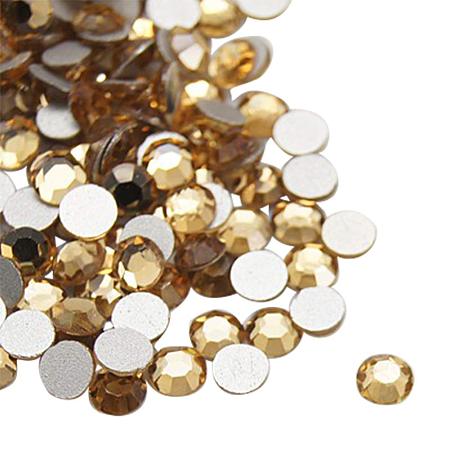 NBEADS About 1440pcs/bag Light Colorado Topaz Flat Back Rhinestone, Half Round Grade A Back Plated Faceted Glass Charms Gems Stones, 3.8~4mm